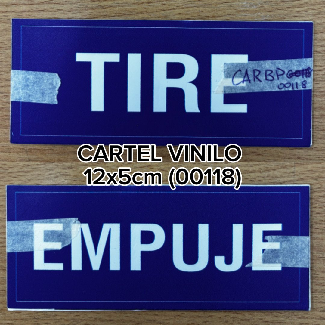 CARTEL PAR TIRE Y EMPUJE HORIZONTAL AZUL (12X5)