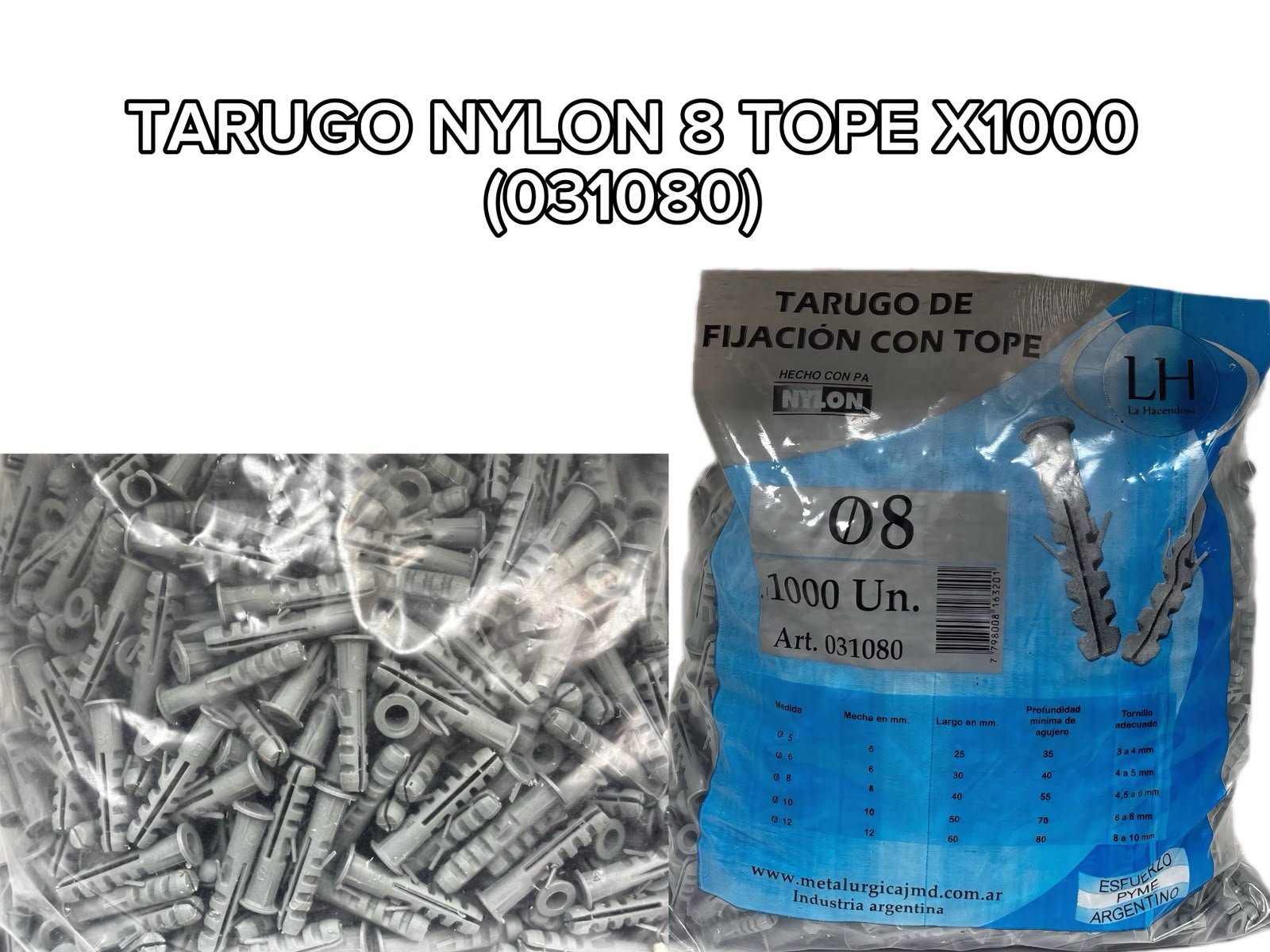 TARUGO NY 8 TOPE BOLSA X1000 031080