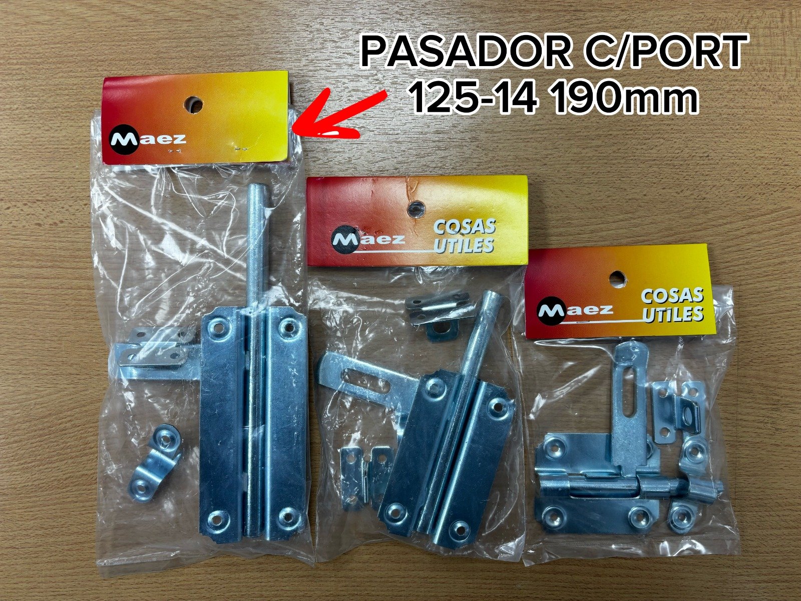 PASADOR C/PORT 125-14 190MM
