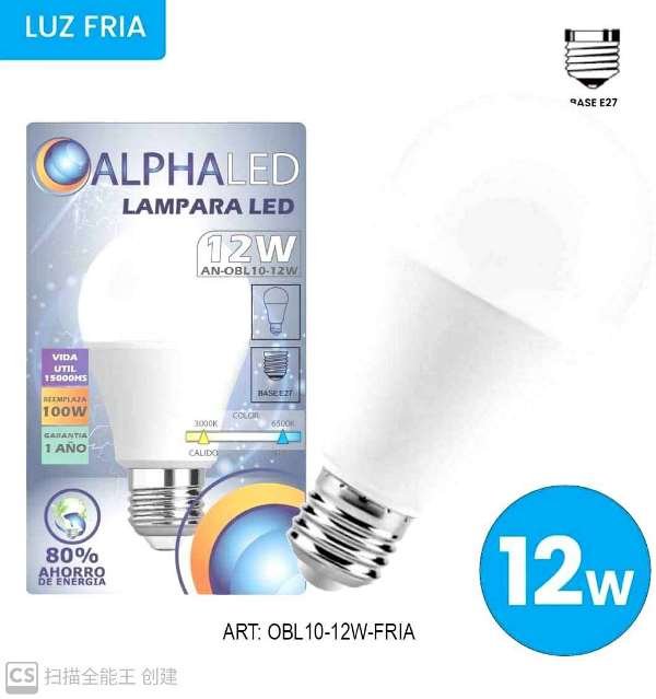 LAMPARA LED ALPHALED 12W FRIA BULB-12W-6500K-100