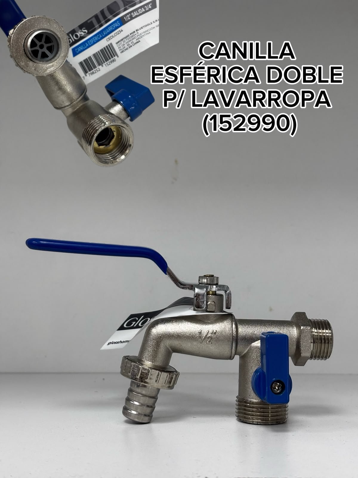 CANILLA ESFERICA DOBLE P/ LAVARROPAS 1/2 X 3/4 IGMA