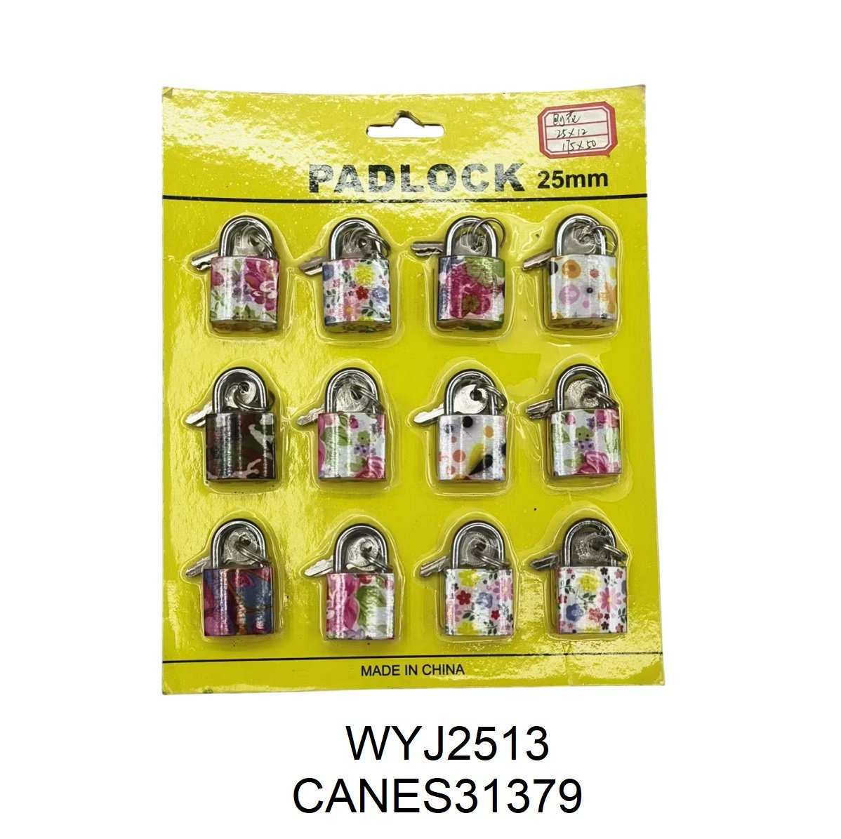 CANDADO BLISTER 25MM MIX 1DOC. WYJ2513-50 CANES313