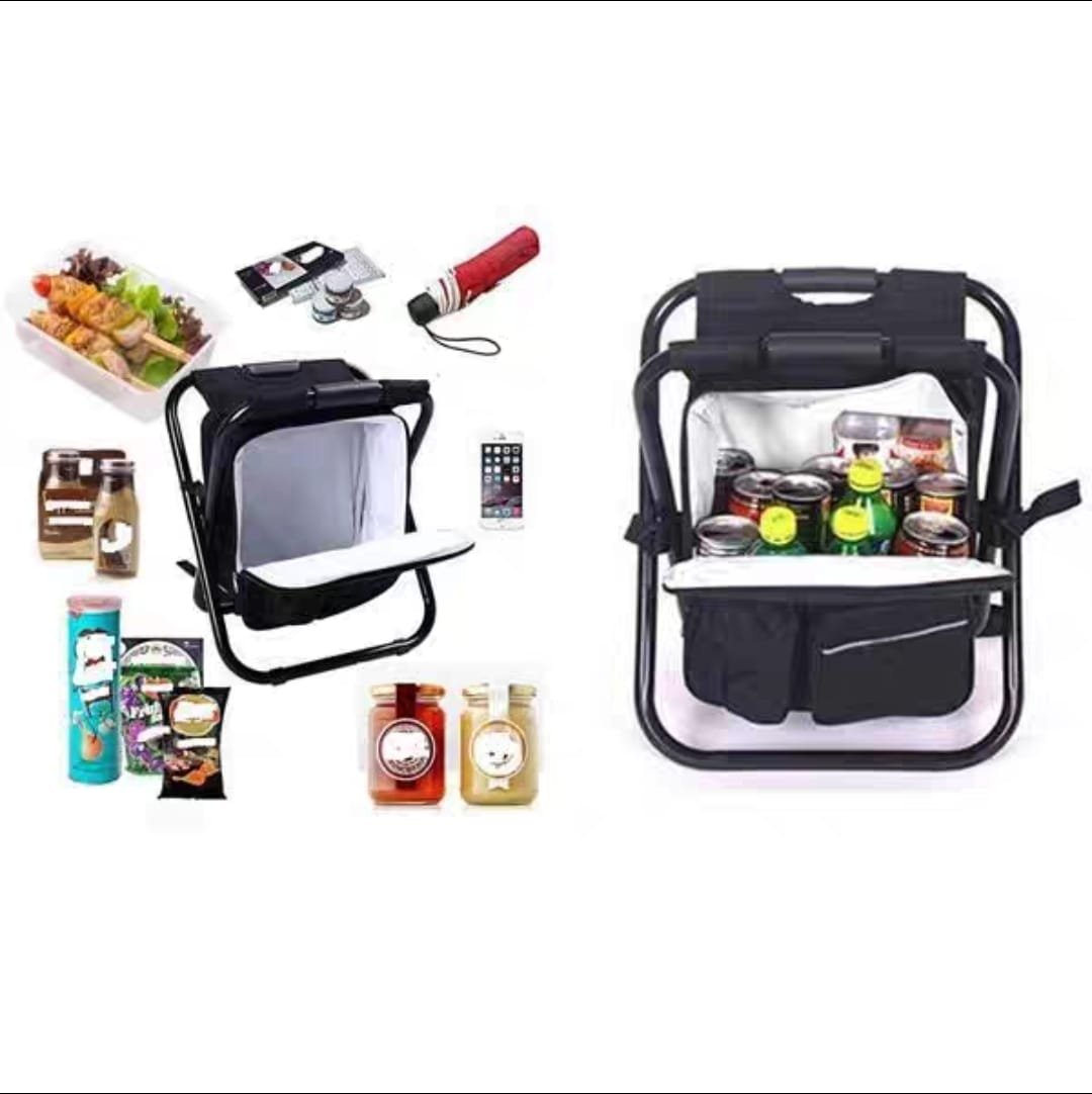 BANQUITO PLEGABLE NEGRO CON BOLSO TERMICA HX-01 - Imagen 2