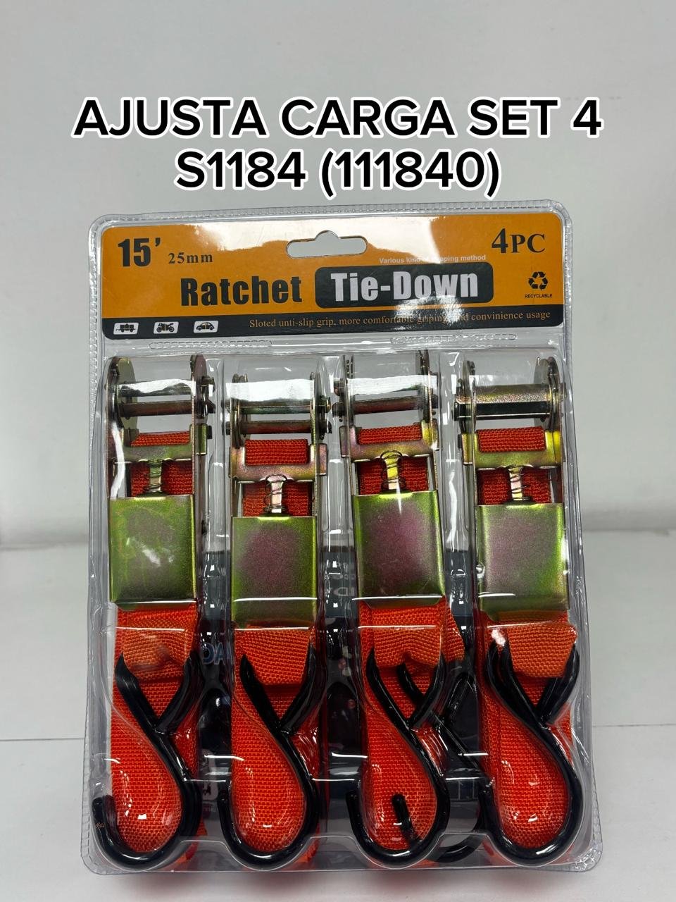 AJUSTA CARGA SET X4 TIE DOWN S1184 15-25MM