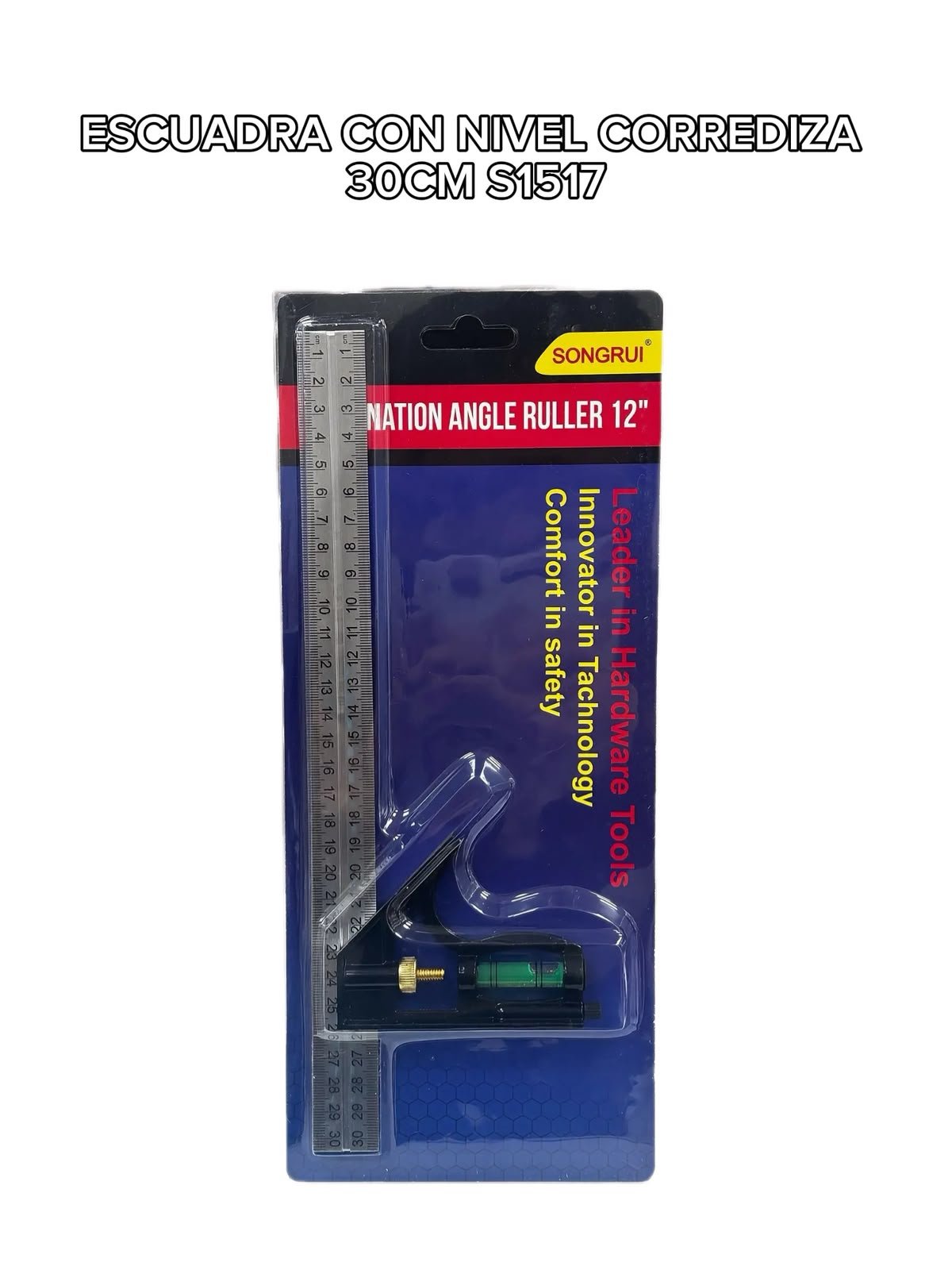 ESCUADRA CON NIVEL CORREDIZA 30CM S1517