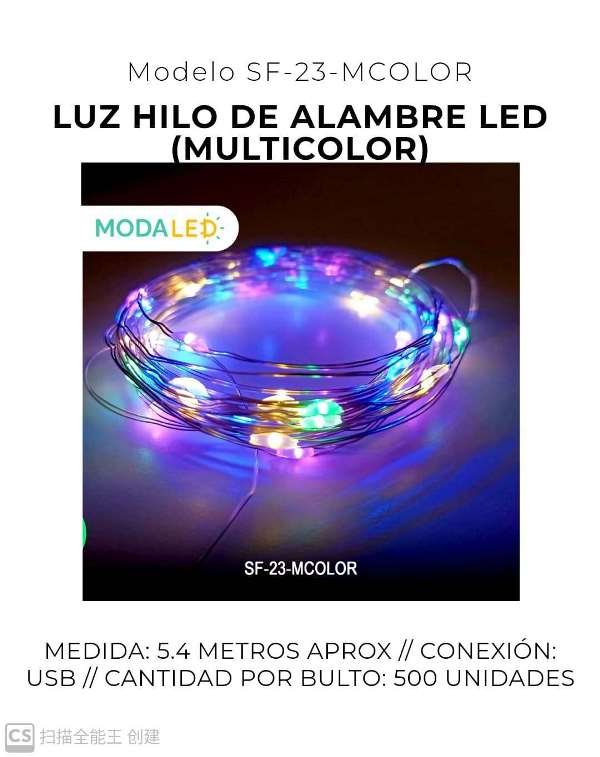 LUZ LED HILO ALAMBRE 50 LUSES SF-23-MCOLOR-500