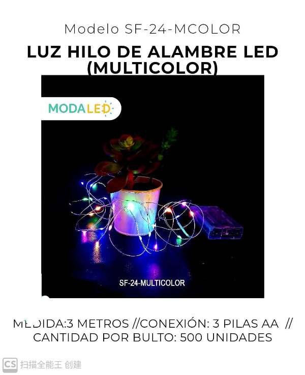 LUZ LED HILO ALAMBRE 20LUSES PILA SF-24-MCOLOR-500