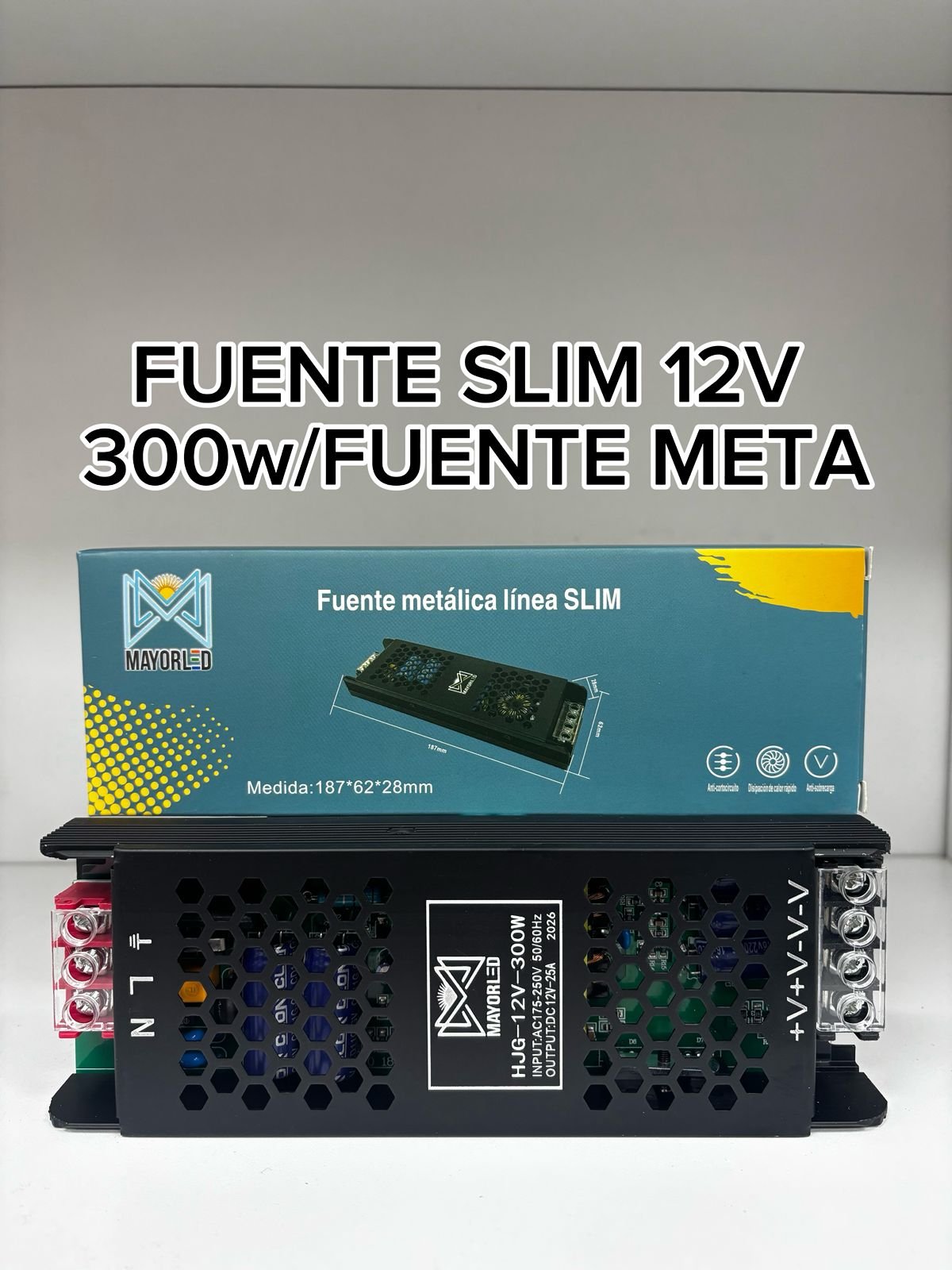 FUENTE SLIM 12V 300W/FUENTE META HJG-12V-300W-25A